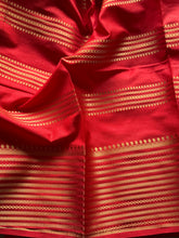 Semi Mysore Crepe Silk Saree with Rich Red & Gold Zari Border