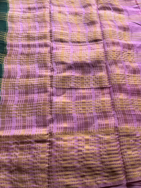 Semi Mysore Crepe Silk Saree with Golden Line Zari