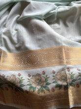 Mysore Crepe Silk Mubbagam Saree with Floral Borders – Festive Ethnic Wear