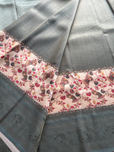 Banarasi Zari Checkered Saree with Kalamkari Border & Matching Butta Blouse