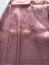 Banarasi Zari Checkered Saree with Kalamkari Border & Matching Butta Blouse – Dusty Mauve