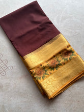 Mysore Crepe Silk Mubbagam Saree with Floral Borders – Festive Ethnic Wear