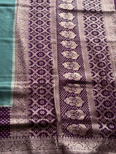 Teal Blue & Royal Purple Banarasi Semi Tussar Silk Saree