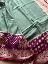 Teal Blue & Royal Purple Banarasi Semi Tussar Silk Saree
