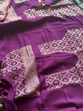 Teal Blue & Royal Purple Banarasi Semi Tussar Silk Saree