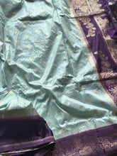 Light Blue & Royal Purple Banarasi Saree with Zari Buttas
