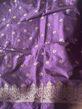 Light Blue & Royal Purple Banarasi Saree with Zari Buttas