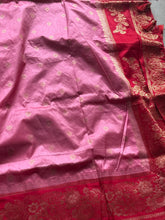 Pink Banarasi Silk Saree with Zari Work and Contrasting Border