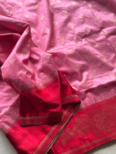 Pink Banarasi Silk Saree with Zari Work and Contrasting Border