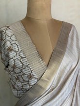 Rahasya - Ivory Tussar Silk Saree with Hand-Embroidered Buttas & Zari Border