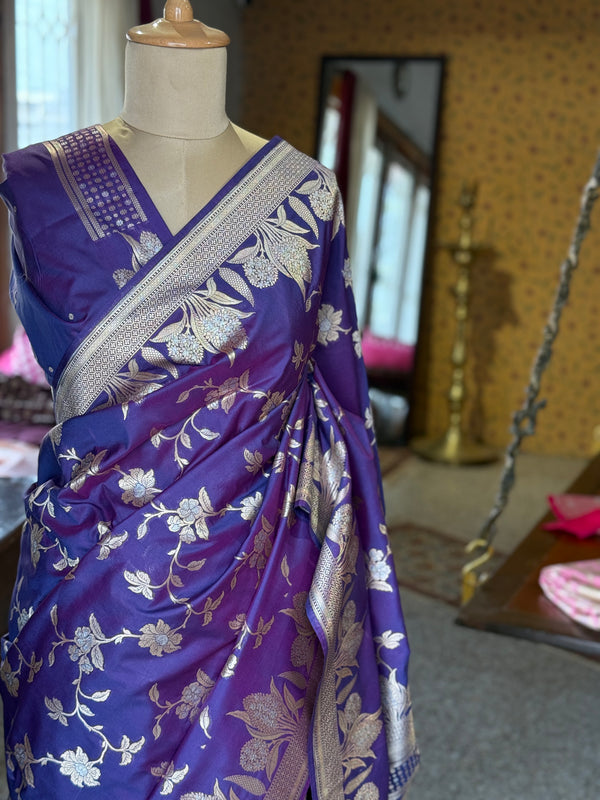 Pure Banarasi Katan Silk Saree – Blue Shade