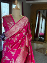 Banarasi Katan Silk Saree in Rani Pink with Zari Buttas