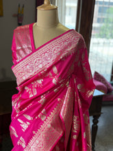 Banarasi Katan Silk Saree in Rani Pink with Zari Buttas