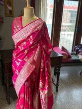 Banarasi Katan Silk Saree in Rani Pink with Zari Buttas