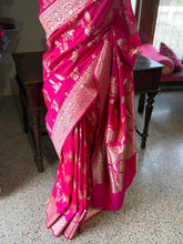Banarasi Katan Silk Saree in Rani Pink with Zari Buttas