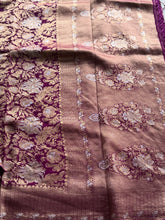 Pure Georgette Antique Banarasi Saree in Royal Wine with Floral Zari Weaving