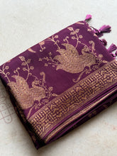 Crepe Silk Saree with Zari Buttas & Ornate Gold Border