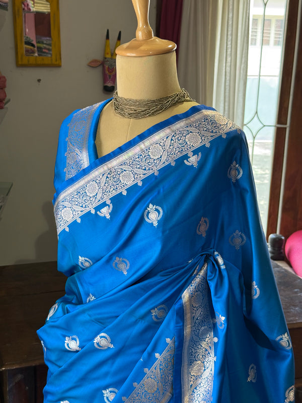 Pure Banarasi Katan Silk Saree – Sky Blue