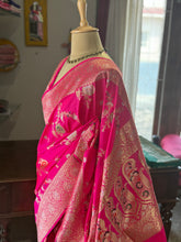 Banarasi Katan Silk Saree in Hot Pink with Zari Buttas