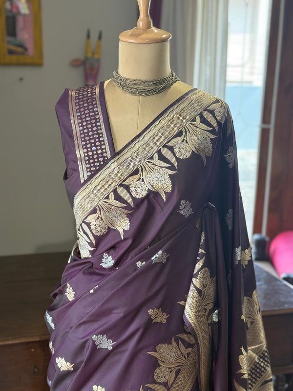 Pure Banarasi Katan Silk Saree – Dark Blue Shade