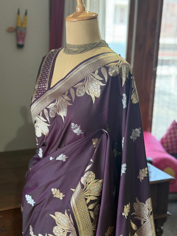 Pure Banarasi Katan Silk Saree – Dark Blue Shade