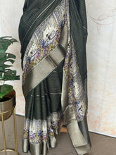 Crepe Silk Saree with Digital Print & Zari Woven Border