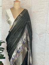 Crepe Silk Saree with Digital Print & Zari Woven Border
