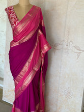 Mysore Crepe Silk Saree with Bentex Border & Contrast Blouse