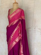Mysore Crepe Silk Saree with Bentex Border & Contrast Blouse