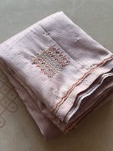 Pastel Jute Tussar Saree with Hand Embellishments & Minimal Border