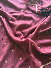 Handwoven Jute Tussar Silk Saree with All-Over Embellishments & Embroidered Blouse