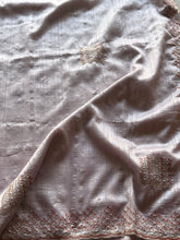 Pastel Jute Tussar Saree with Hand Embellishments & Minimal Border