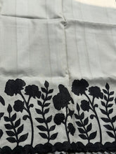 Cotton Kota Saree with Black Floral Appliqué Border | Handcrafted Appliqué Work Saree