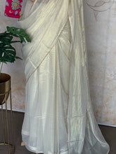 Laila Gold Line Saree with Gota Patti Lace & Floral Kalamkari Blouse - Vishu Edit