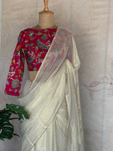 Laila Gold Line Saree with Gota Patti Lace & Floral Kalamkari Blouse - Vishu Edit