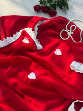 Heartly – Red with Hakoba Lace Saree | Elegant Semi-Georgette Saree