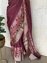 Crepe Silk Saree with Digital Print & Zari Woven Border