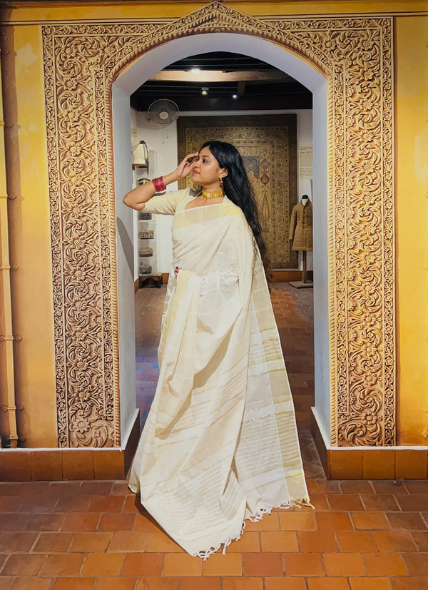 Jute Cotton Saree - Onam Edit