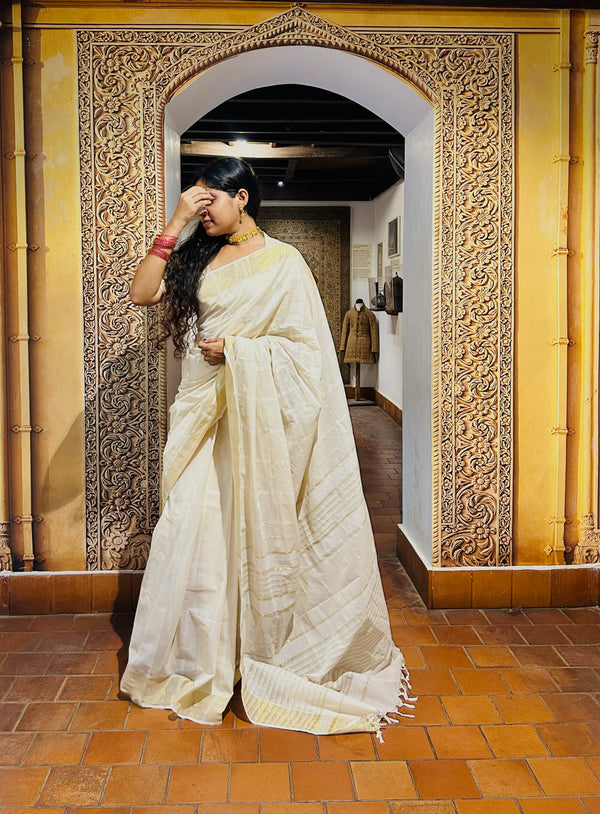 Jute Cotton Saree - Onam Edit