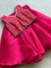 Rani Pink Lilly Paithani Crop Top and Skirt