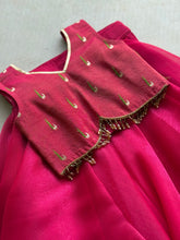 Rani Pink Lilly Paithani Crop Top and Skirt