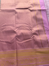 Semi Kanchi Silk Saree with Zari Stripes & Peacock Border