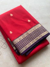 Semi Kanchi Silk Saree with Zari Buttas & Contrast Zari Border
