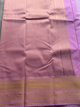 Semi Kanchi Silk Saree with Vertical Zari Lines & Pink Gold Border