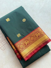 Semi Kanchi Silk Saree with Gold Peacock Buttas & Traditional Zari Border