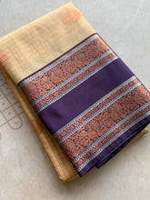 Semi Kanchi Silk Saree with Zari Checks & Retta Petta Border
