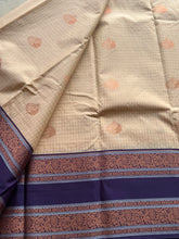 Semi Kanchi Silk Saree with Zari Checks & Retta Petta Border