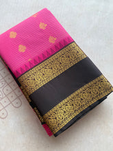 Semi Kanchi Silk Saree with Zari Lines, Buttas & Retta Petta Border