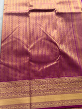 Semi Kanchi Silk Saree with Zari Stripes & Contrast Kanchi Border