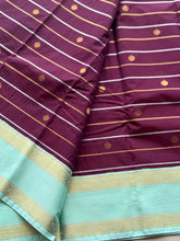 Semi Kanchi Silk Saree with Silver & Gold Zari Lines and Contrast Retta Petta Border